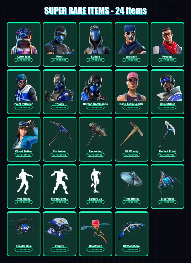 [PS4/PS5/PC] | Astro Jack | Fixer | Sultura | Warpaint | Prodigy | 172 skin | 192 pickaxe | 194 emote | 175 glider | Lv2129