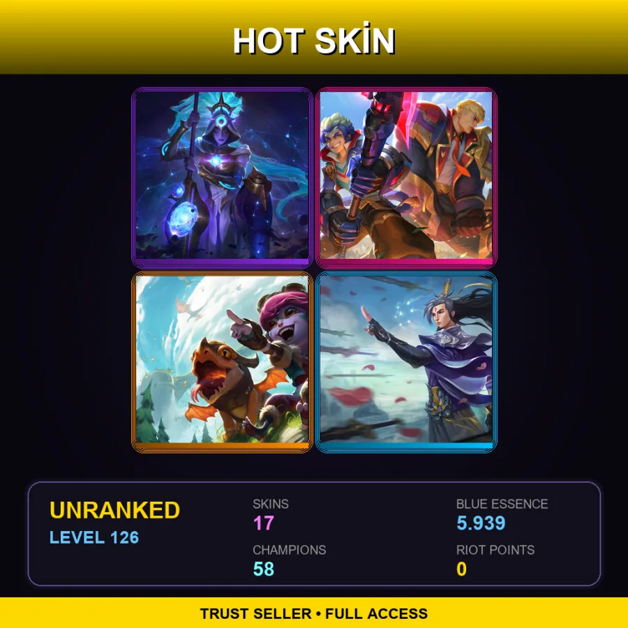 TR | Lv126 | Unranked | 17 Skin | 58 Champ — Arcane Enforcer Caitlyn