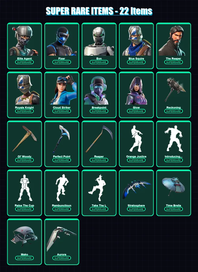 [PS4/PS5/XBOX/PC] | Elite Agent | Fixer | Eon | Blue Squire | The Reaper | 272 skin | 248 pickaxe | 201 emote | 204 glider | Lv2798
