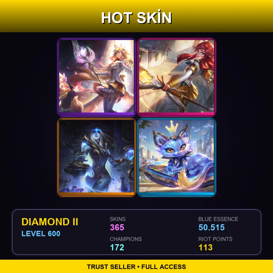 SG | Lv600 | Diamond II | 365 Skin | 172 Champ — LoL account