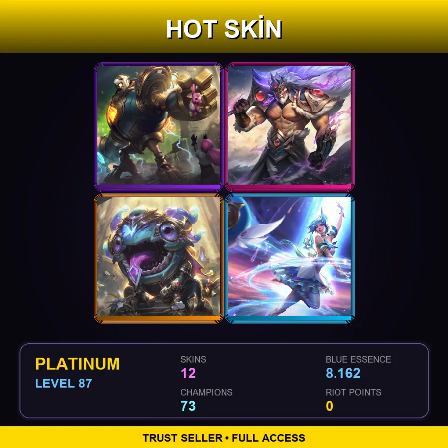 EUW | Lv87 | Platinum | 12 Skin | 73 Champ — LoL account