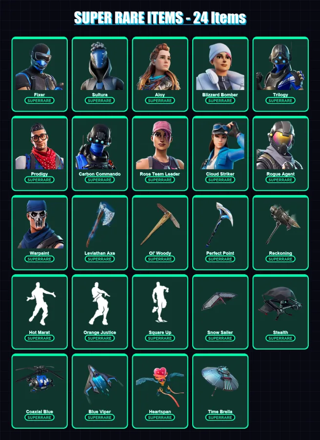 [PC/XBOX/PSN] | Fixer | Sultura | Aloy | Blizzard Bomber | Trilogy | 189 skin | 163 pickaxe | 146 emote | 153 glider | Lv1789