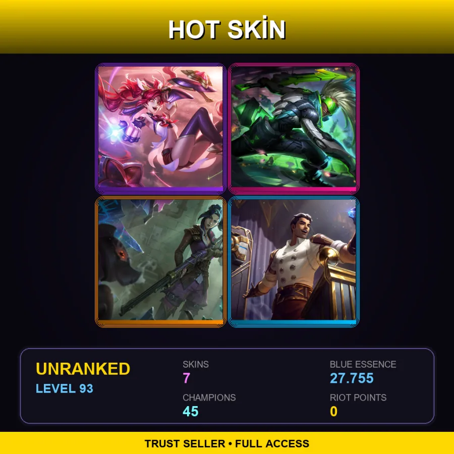 NA | Lv93 | Unranked | 7 Skin | 45 Champ
