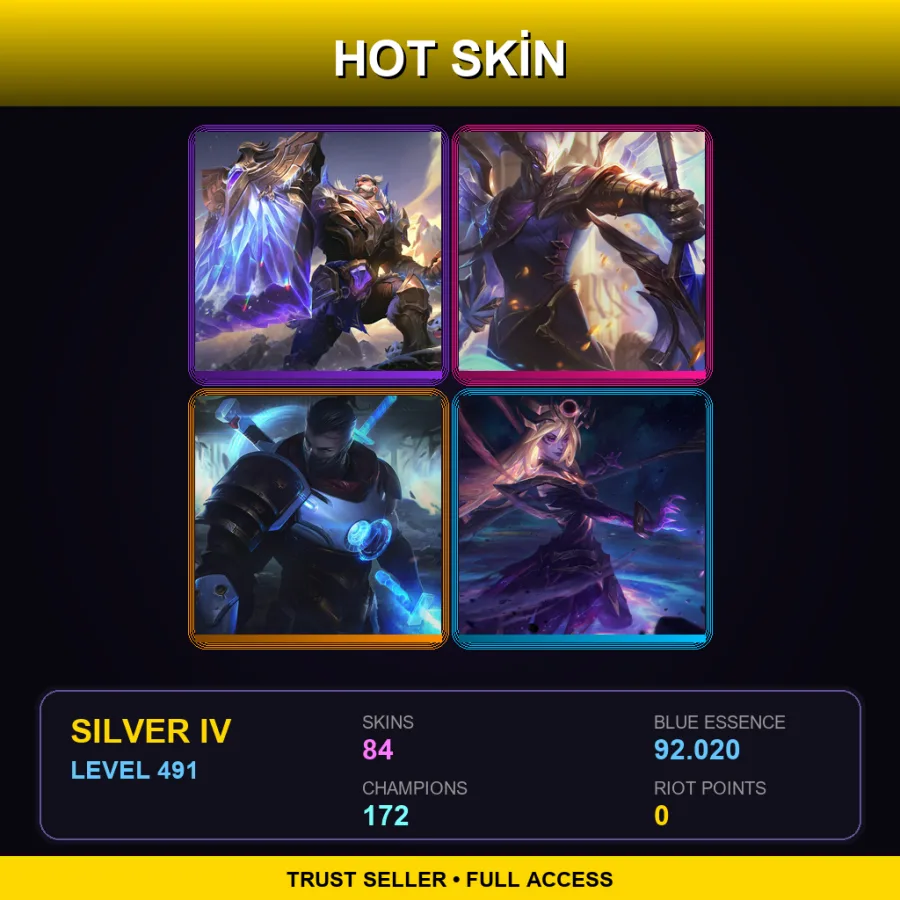 TR | Victorious Braum | Victorious Aatrox | Pulsefire Shen | Dark Cosmic Lux | 84 Skin | 172 Champ | Silver IV | Lv491