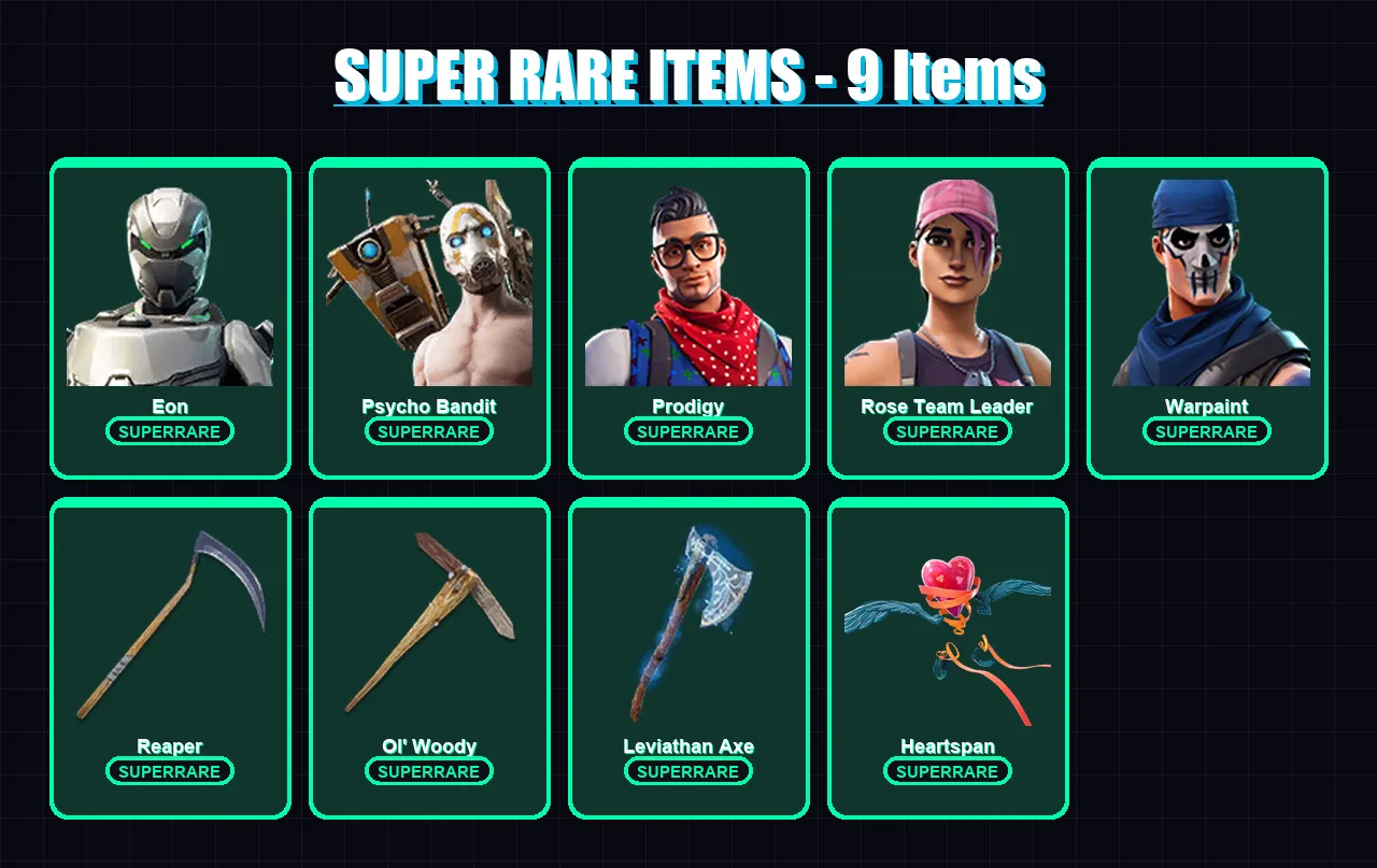 [PC/XBOX/PSN] | Eon | Psycho Bandit | Prodigy | Rose Team Leader | Warpaint | 91 skin | 84 pickaxe | 99 emote | 75 glider | Lv1049