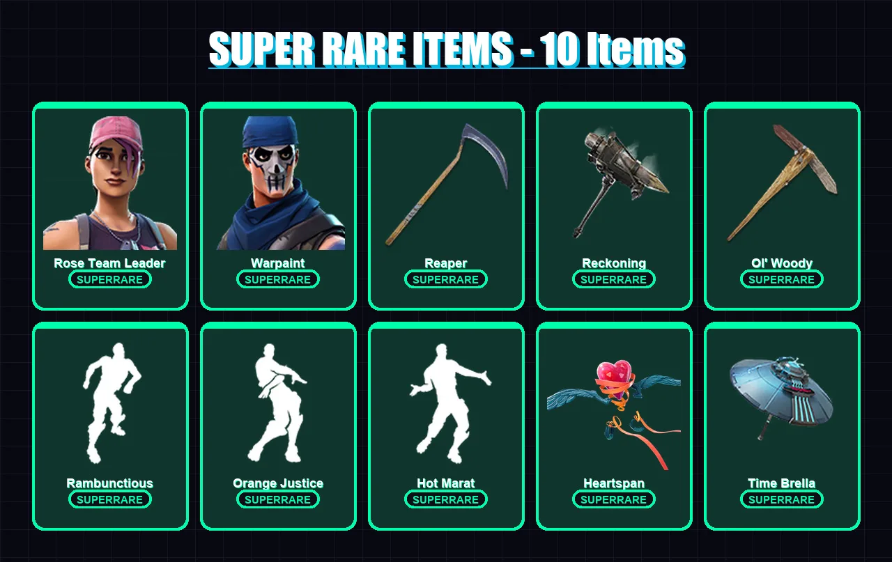 [PC/XBOX/PSN] | Rose Team Leader | Warpaint | The Ice King | Calamity | Blackheart | 124 skin | 139 pickaxe | 119 emote | 118 glider | Lv1410