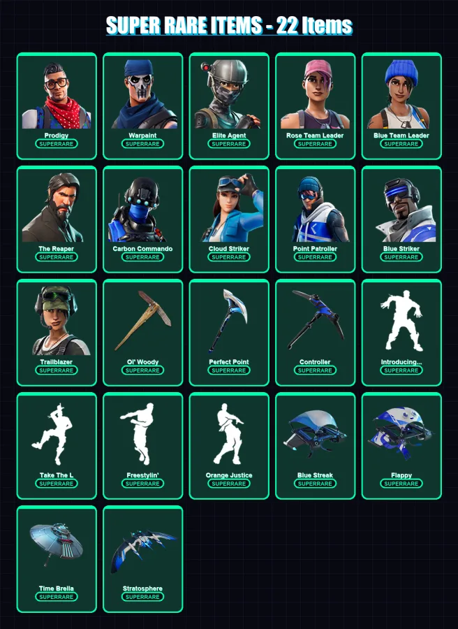 [PC/XBOX/PSN] | Prodigy | Warpaint | Elite Agent | Rose Team Leader | Blue Team Leader | 67 skin | 56 pickaxe | 56 emote | 64 glider | Lv653 — Fortnite account
