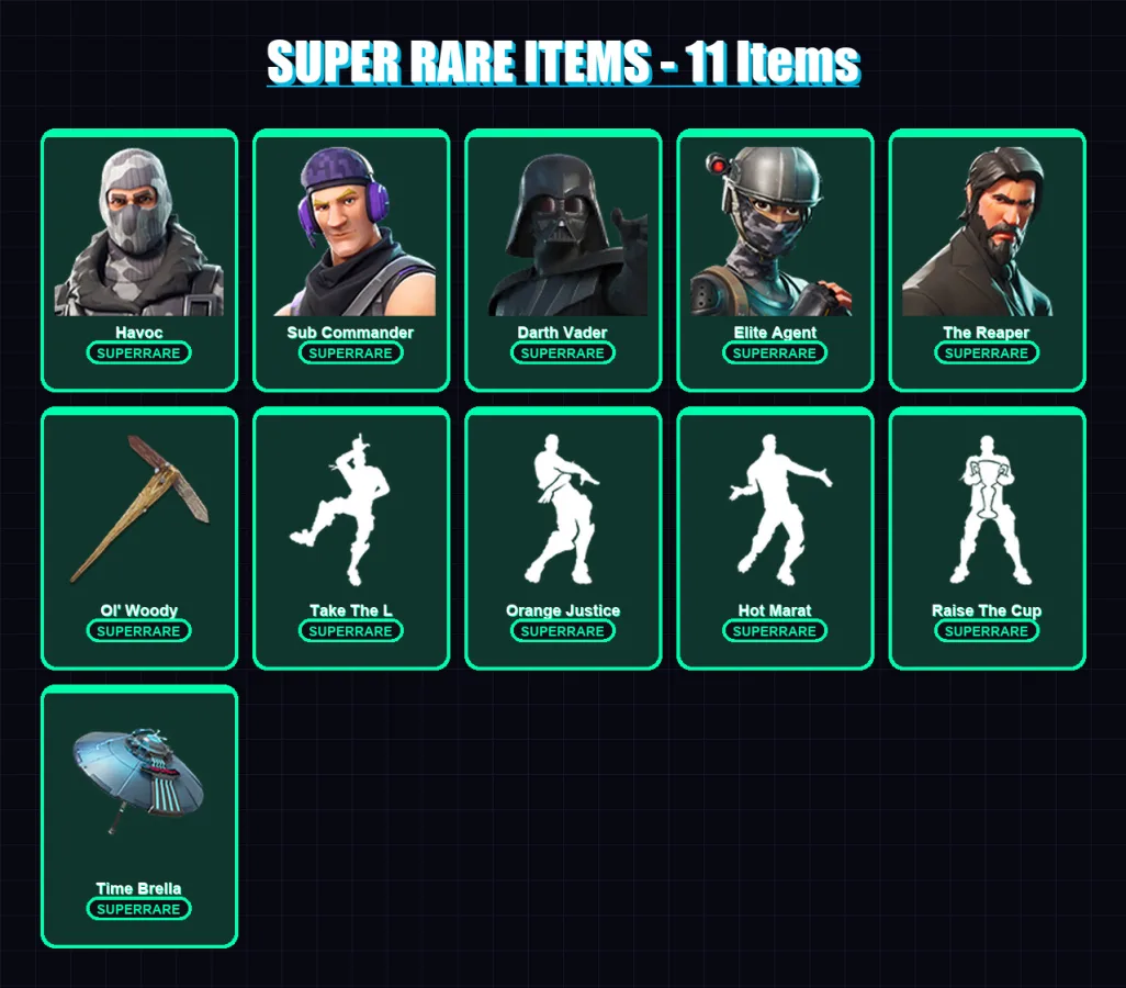 [PC/XBOX/PSN] | Havoc | Sub Commander | Darth Vader | Elite Agent | The Reaper | 245 skin | 240 pickaxe | 236 emote | 213 glider | Lv3613