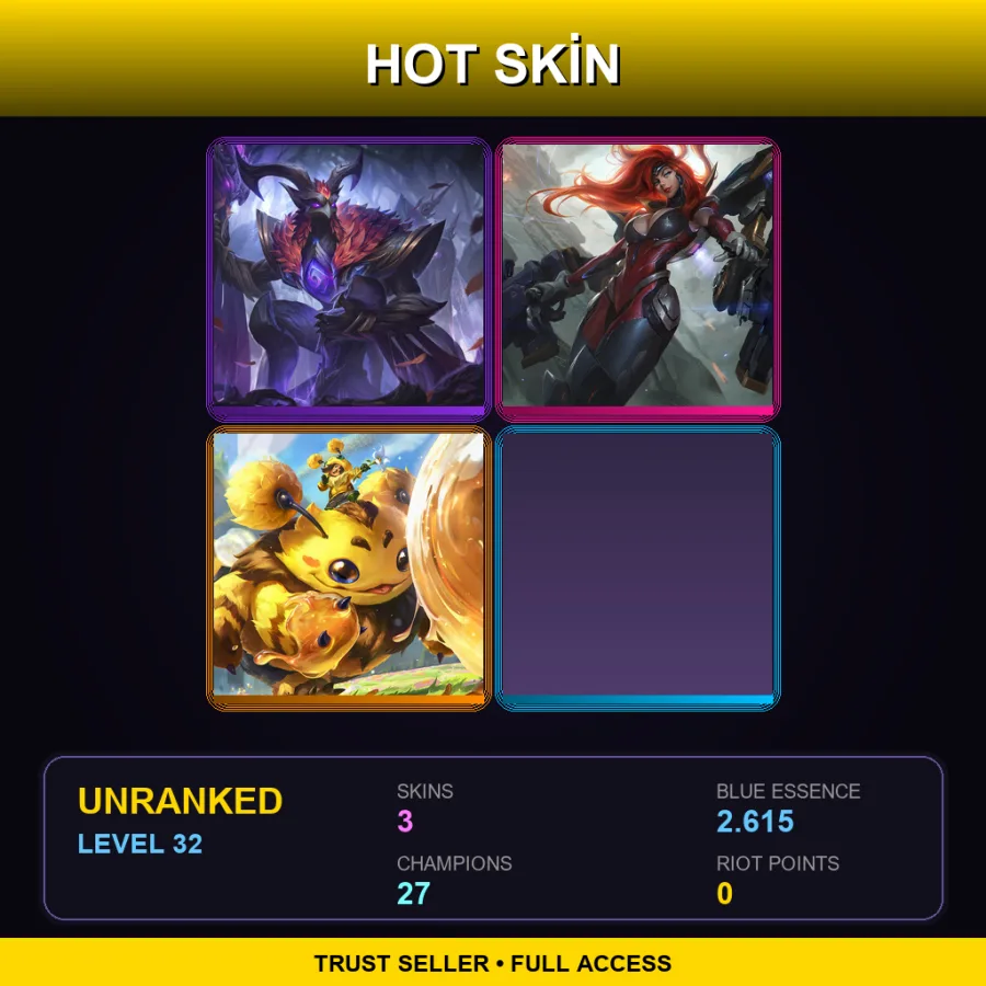 EUNE | Lv32 | Unranked | 3 Skin | 27 Champ — Unranked / Smurf League of Legends