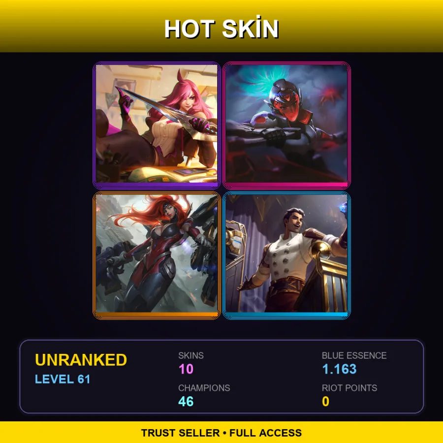 EUW | Lv61 | Unranked | 10 Skin | 46 Champ with Lux