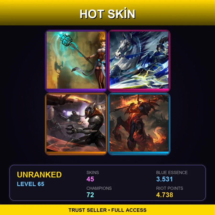 TR | Lv65 | Unranked | 45 Skin | 72 Champ