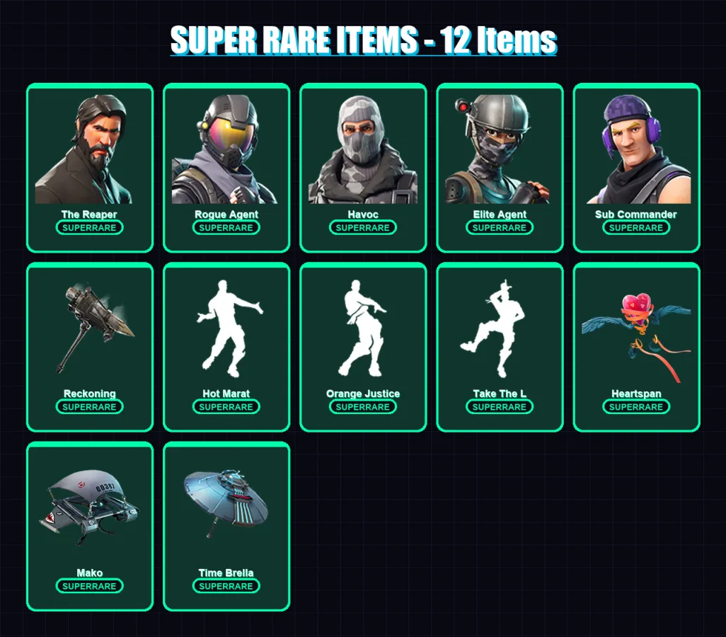 [PC/XBOX/PSN] | The Reaper | Rogue Agent | Havoc | Elite Agent | Sub Commander | 61 skin | 45 pickaxe | 66 emote | 60 glider | Lv849 — Fortnite account