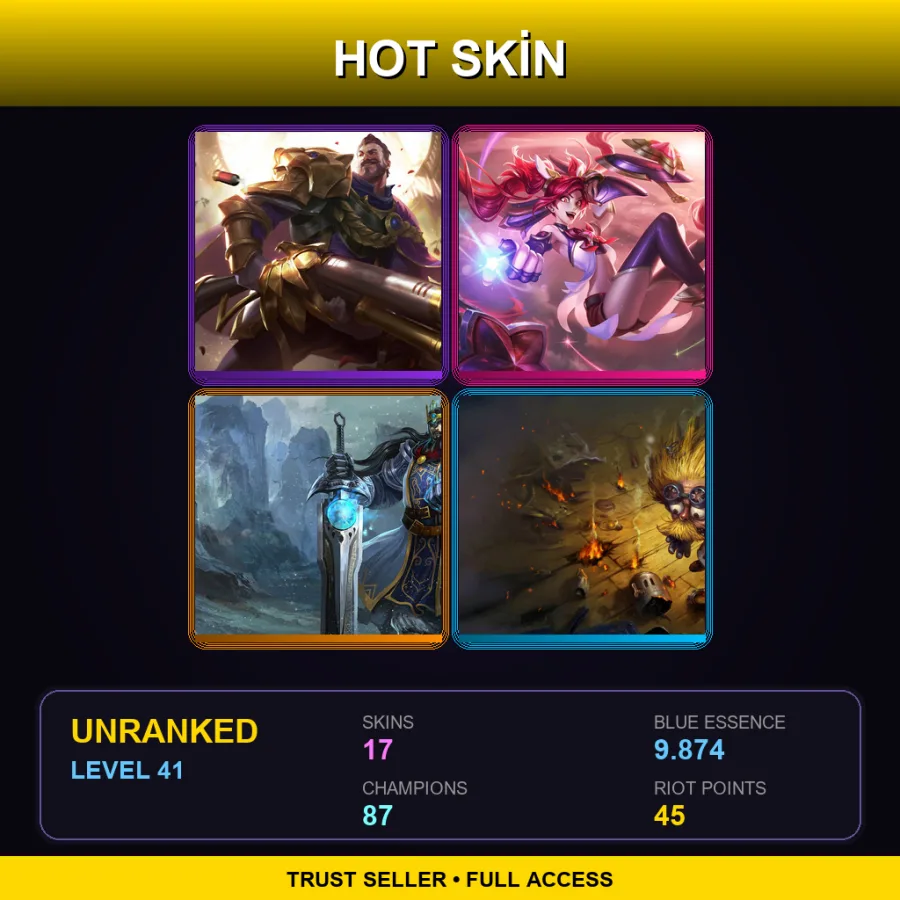 NA | Lv41 | Unranked | 17 Skin | 87 Champ — LoL account