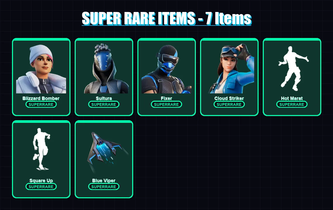 [PC] | Blizzard Bomber | Sultura | Fixer | Cloud Striker | Drift | 27 skin | 46 pickaxe | 41 emote | 35 glider | Lv529
