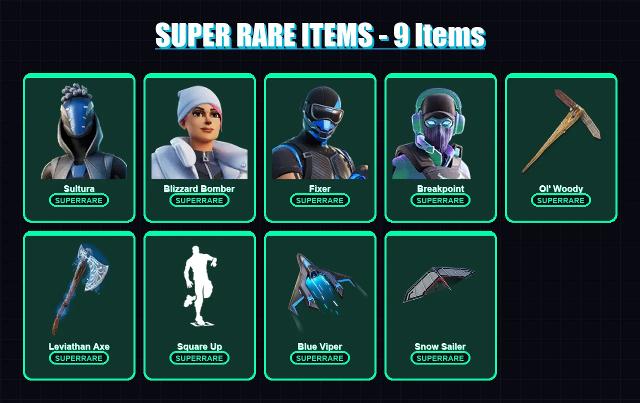 [PC/XBOX] | Sultura | Blizzard Bomber | Fixer | Breakpoint | Ronin | 84 skin | 112 pickaxe | 70 emote | 83 glider | Lv1004