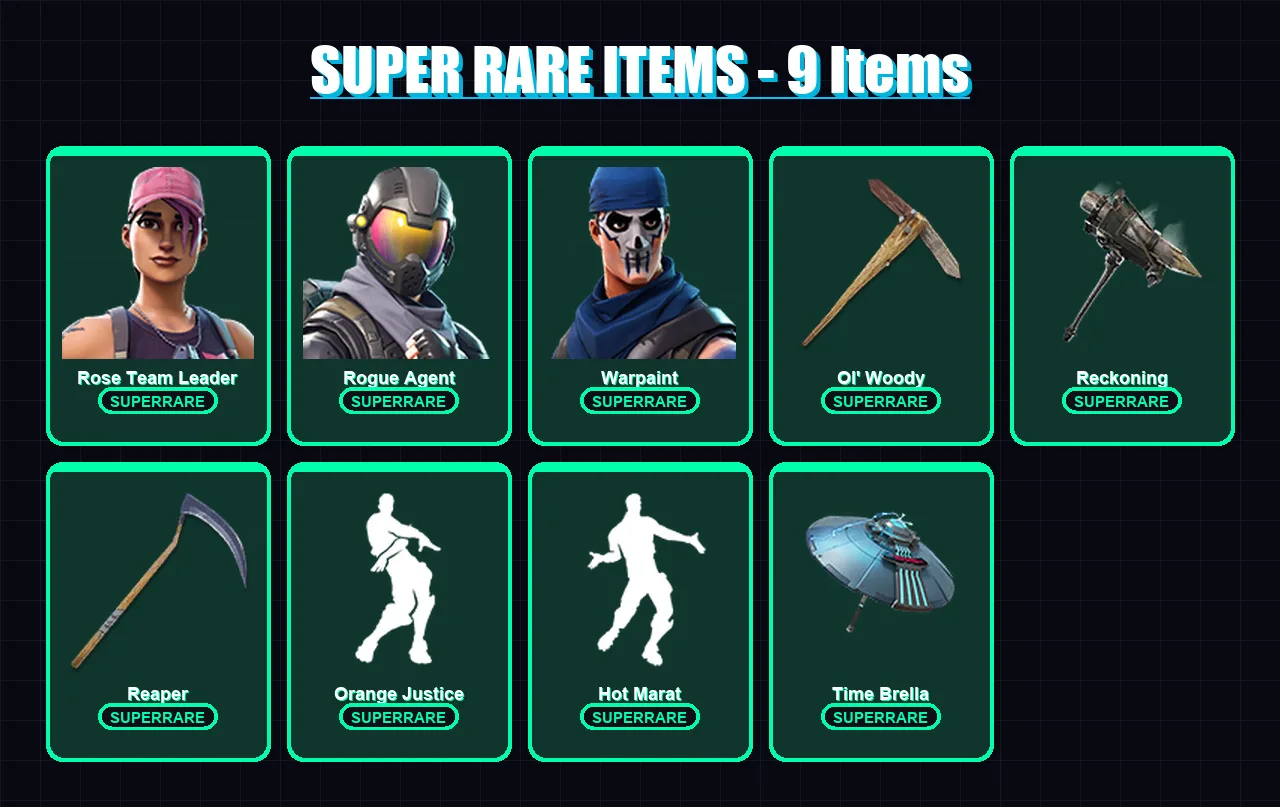 [PC/PSN] | Rose Team Leader | Rogue Agent | Warpaint | Valor | Calamity | 78 skin | 79 pickaxe | 82 emote | 83 glider | Lv1059