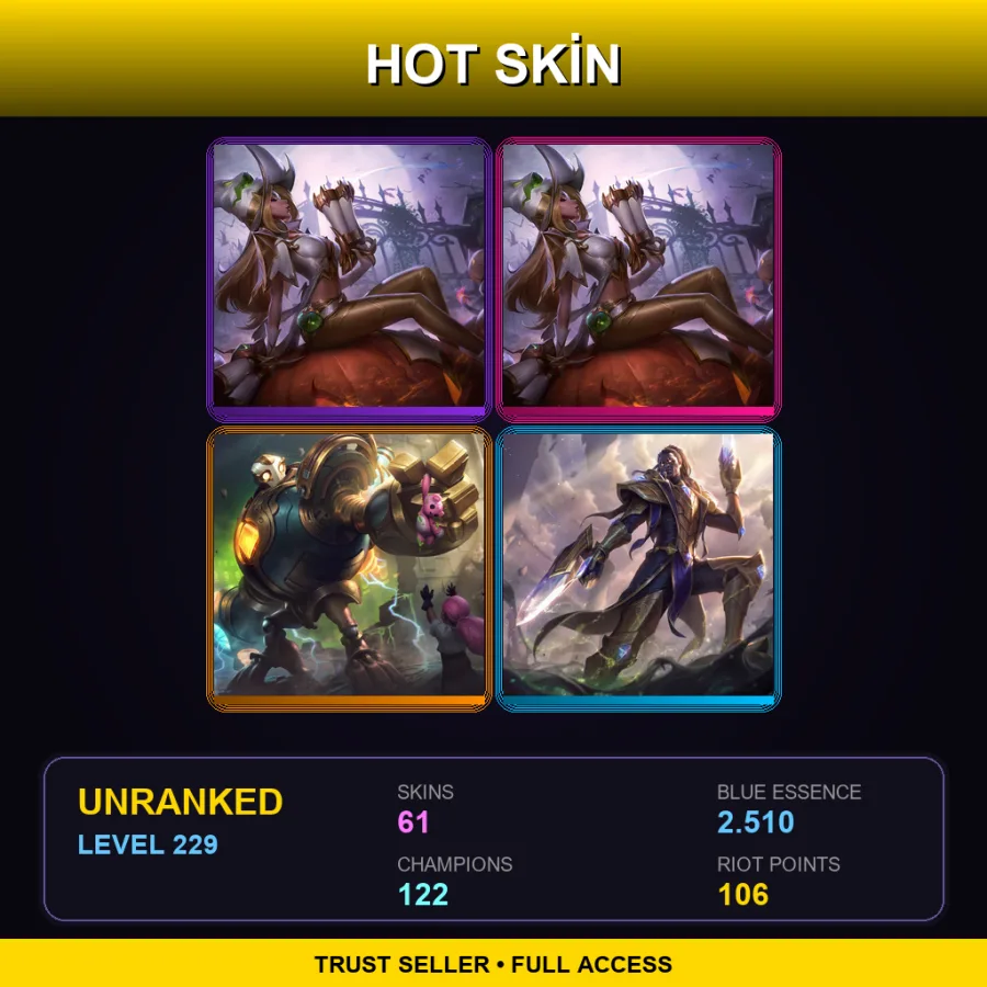 LAN | Prestige Bewitching Miss Fortune (2022) | Prestige Bewitching Miss Fortune | Victorious Blitzcrank | 61 Skin | 122 Champ | Lv229
