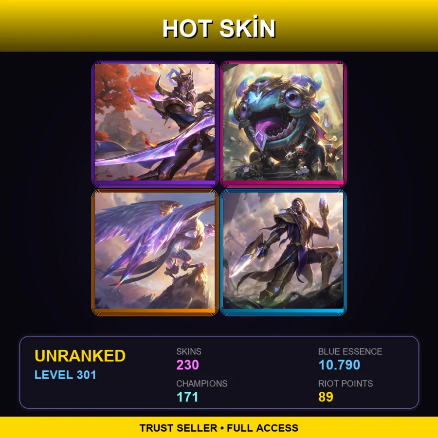 SG | Lv301 | Unranked | 230 Skin | 171 Champ — LoL account