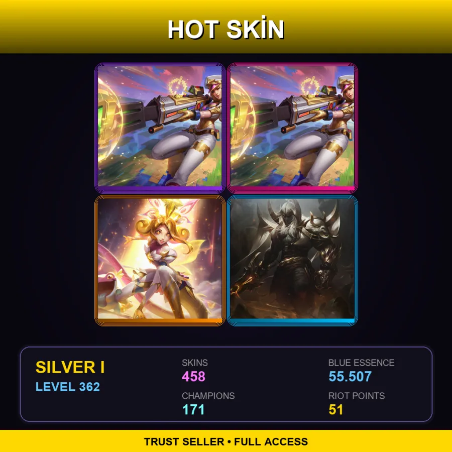 LAN | Lv362 | Silver I | 458 Skin | 171 Champ