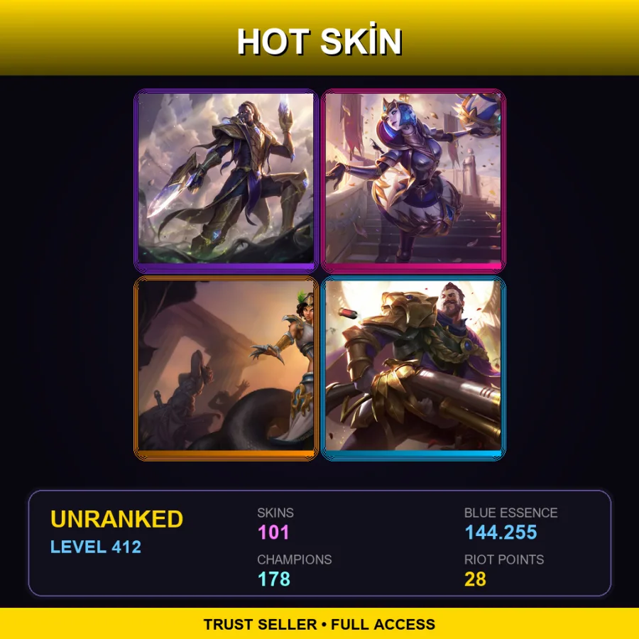 VN | Lv412 | Unranked | 101 Skin | 178 Champ