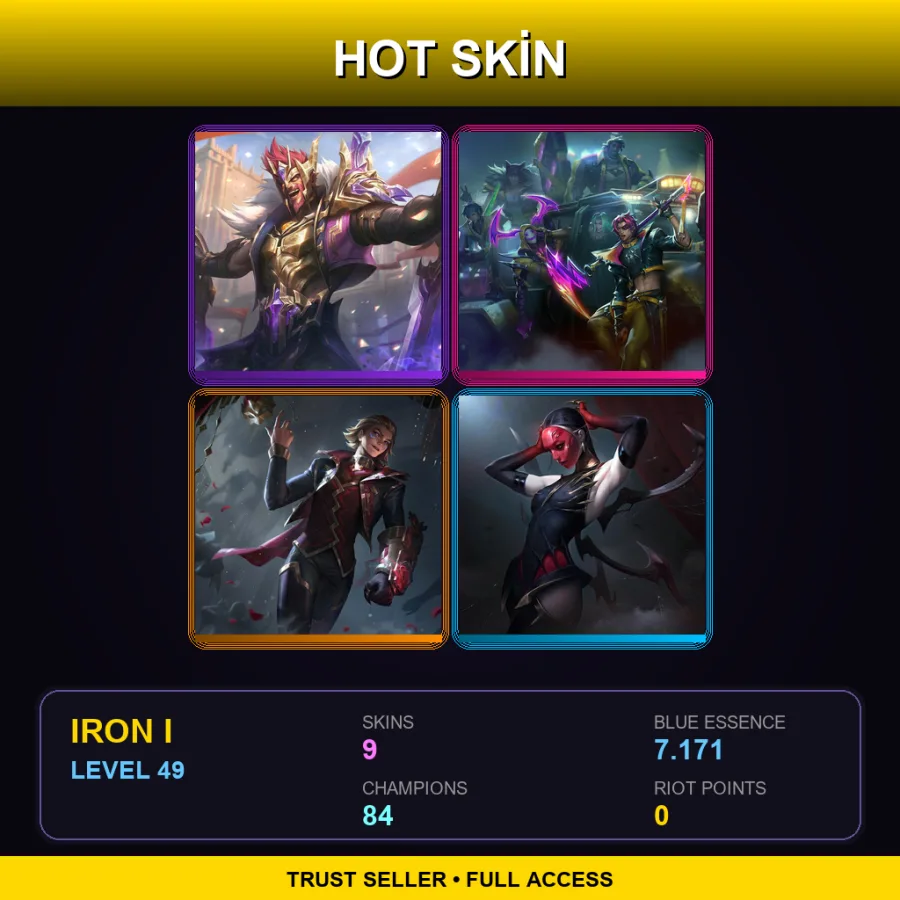 VN | Lv49 | Iron I | 9 Skin | 84 Champ — LoL account