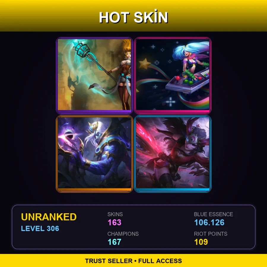 EUW | Lv306 | Unranked | 163 Skin | 167 Champ