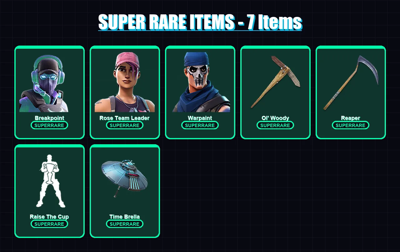 [PC/XBOX/PSN] | Breakpoint | Rose Team Leader | Warpaint | Polarity | Kymera | 68 skin | 92 pickaxe | 59 emote | 72 glider | Lv1323