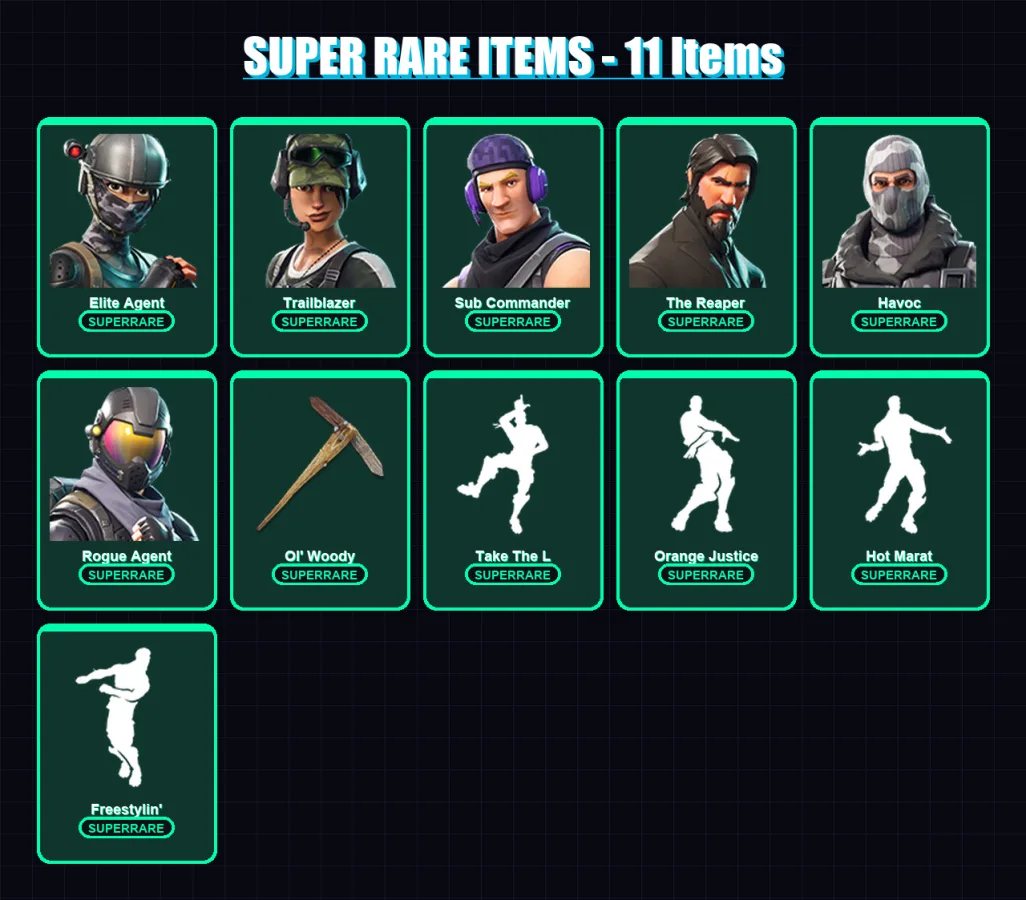 [PC/PSN] | Elite Agent | Trailblazer | Sub Commander | The Reaper | Havoc | 55 skin | 69 pickaxe | 50 emote | 60 glider | Lv970