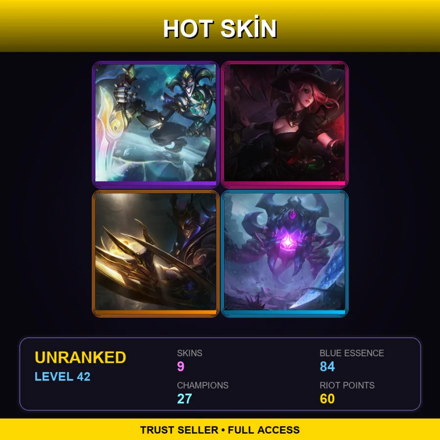 TR | Lv42 | Unranked | 9 Skin | 27 Champ — LoL account