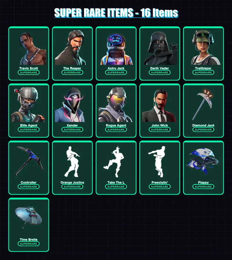 [PC] | Travis Scott | The Reaper | Astro Jack | Darth Vader | Trailblazer | 406 skin | 382 pickaxe | 288 emote | 209 glider | Lv2522