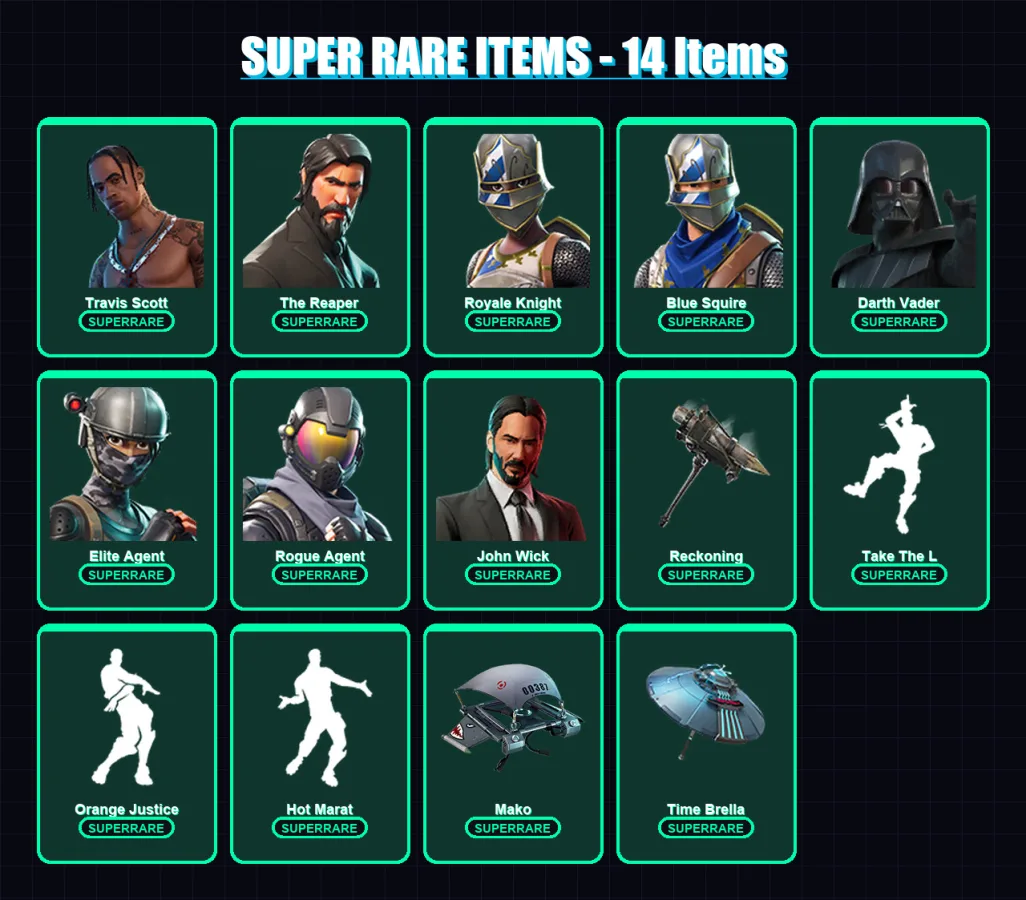 [PS4/PS5/XBOX/PC] | Travis Scott | The Reaper | Royale Knight | Blue Squire | Darth Vader | 354 skin | 370 pickaxe | 338 emote | 300 glider | Lv4548
