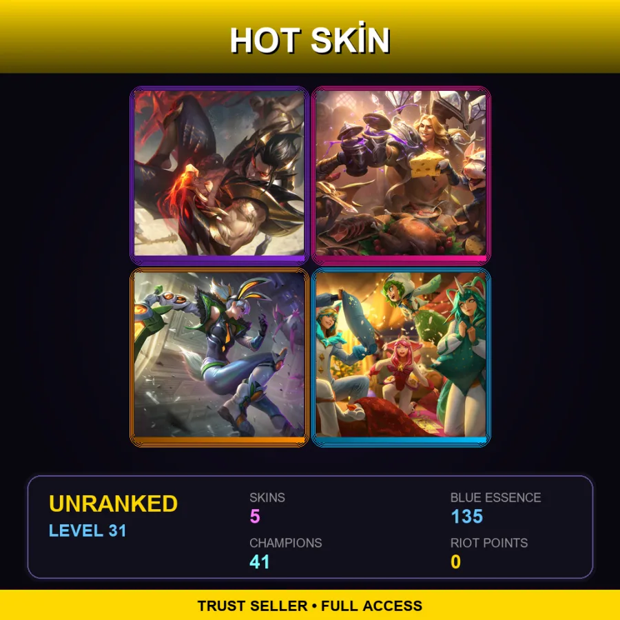 LAS | Lv31 | Unranked | 5 Skin | 41 Champ — LoL account