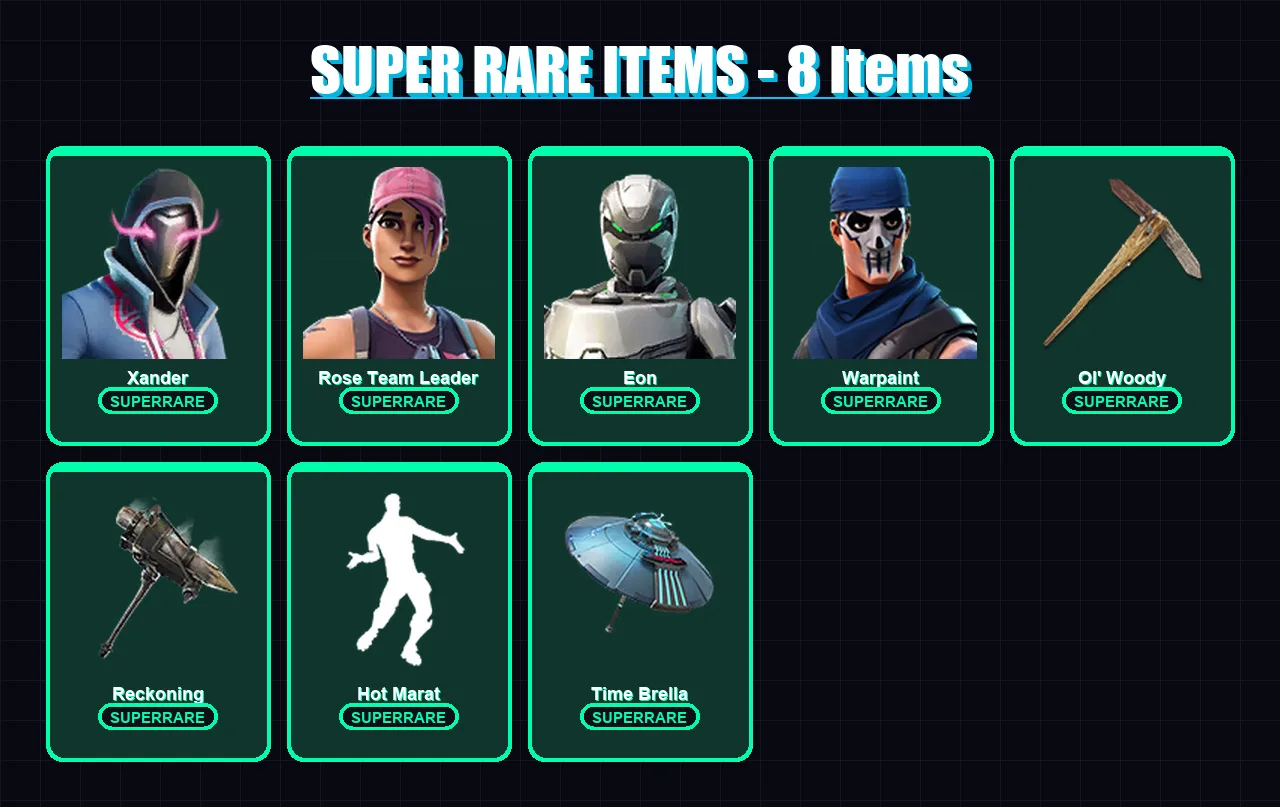 [PC/PSN] | Xander | Rose Team Leader | Eon | Warpaint | Chomp Sr. | 94 skin | 120 pickaxe | 96 emote | 106 glider | Lv1401 — Fortnite account