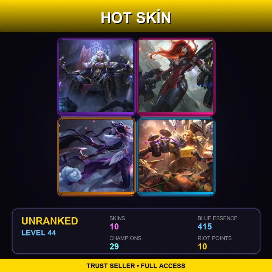 EUW | Lv44 | Unranked | 10 Skin | 29 Champ