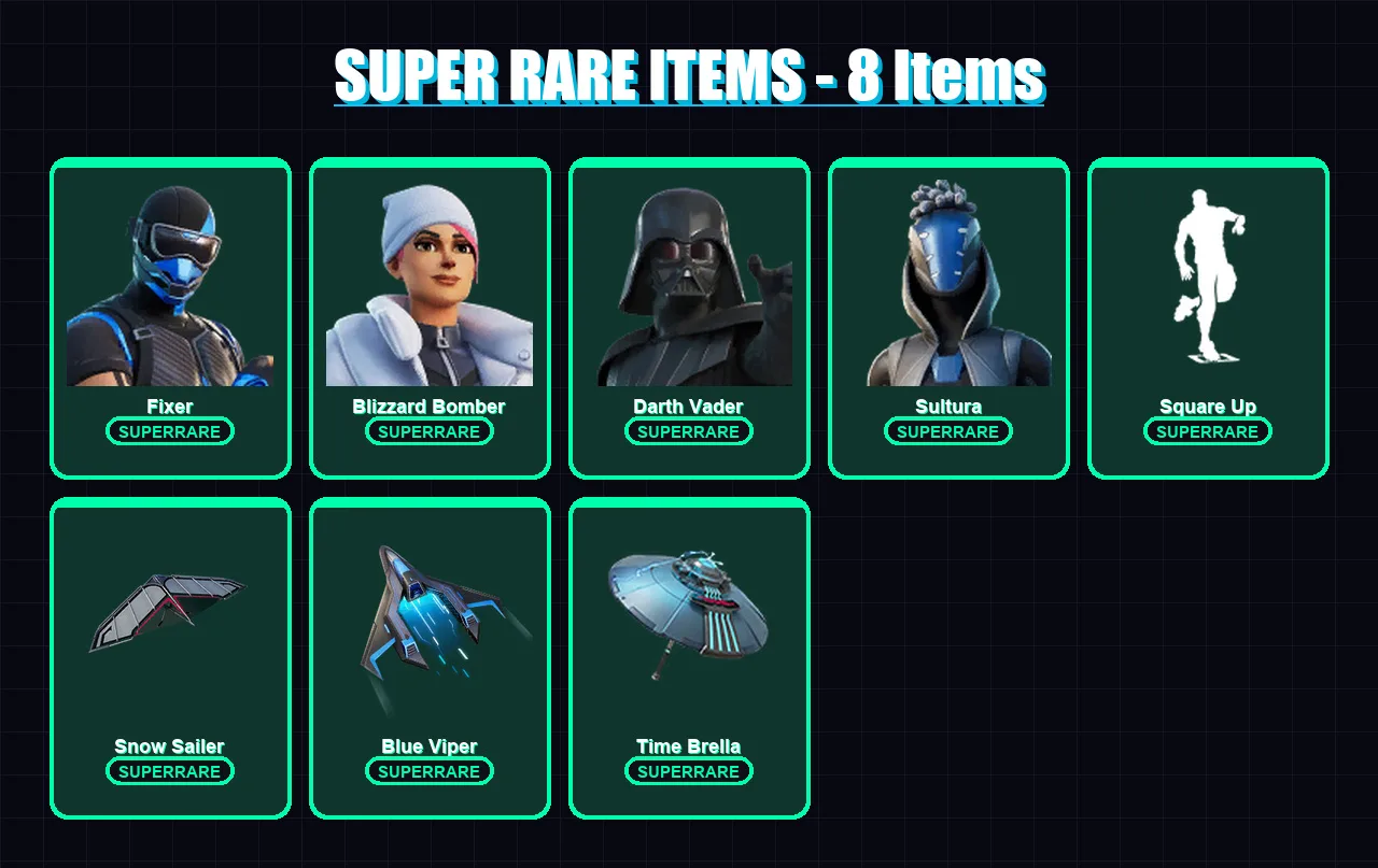 [PS4/PS5/XBOX/PC] | Fixer | Blizzard Bomber | Darth Vader | Sultura | Predator | 126 skin | 158 pickaxe | 120 emote | 138 glider | Lv2578