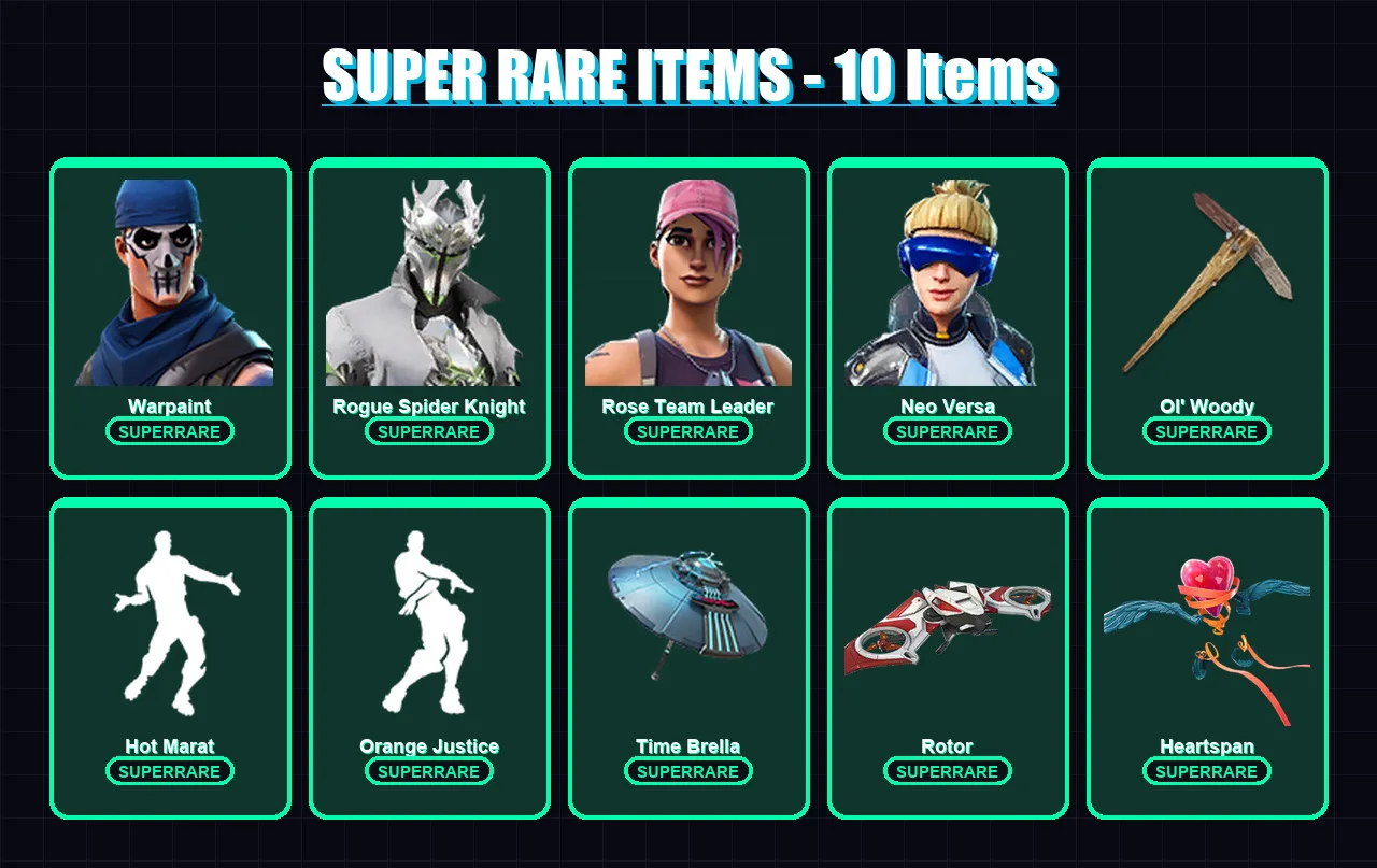 [PS4/PS5/PC] | Warpaint | Rogue Spider Knight | Rose Team Leader | Neo Versa | Ruin | 194 skin | 241 pickaxe | 167 emote | 218 glider | Lv3971