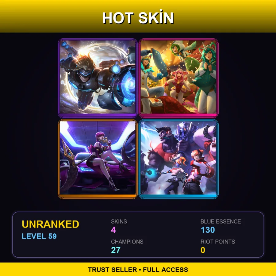 LAS | Lv59 | Unranked | 4 Skin | 27 Champ — LoL account