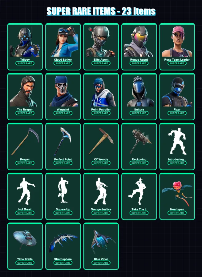 [PS4/PS5/XBOX/PC] | Trilogy | Cloud Striker | Elite Agent | Rogue Agent | Rose Team Leader | 294 skin | 302 pickaxe | 240 emote | 262 glider | Lv374 — Fortnite account