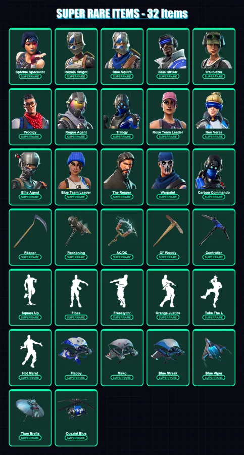 [PC/XBOX] | Sparkle Specialist | Royale Knight | Blue Squire | Blue Striker | Trailblazer | 100 skin | 89 pickaxe | 84 emote | 85 glider | Lv1166 — Fortnite account