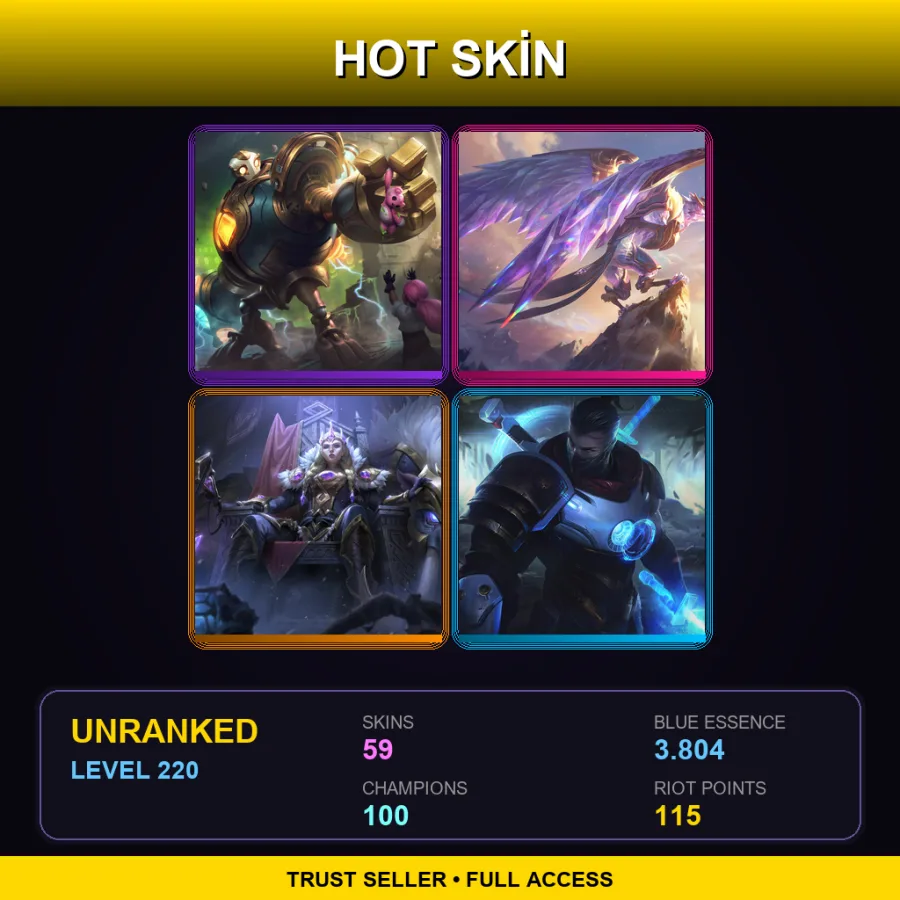 EUNE | Lv220 | Unranked | 59 Skin | 100 Champ
