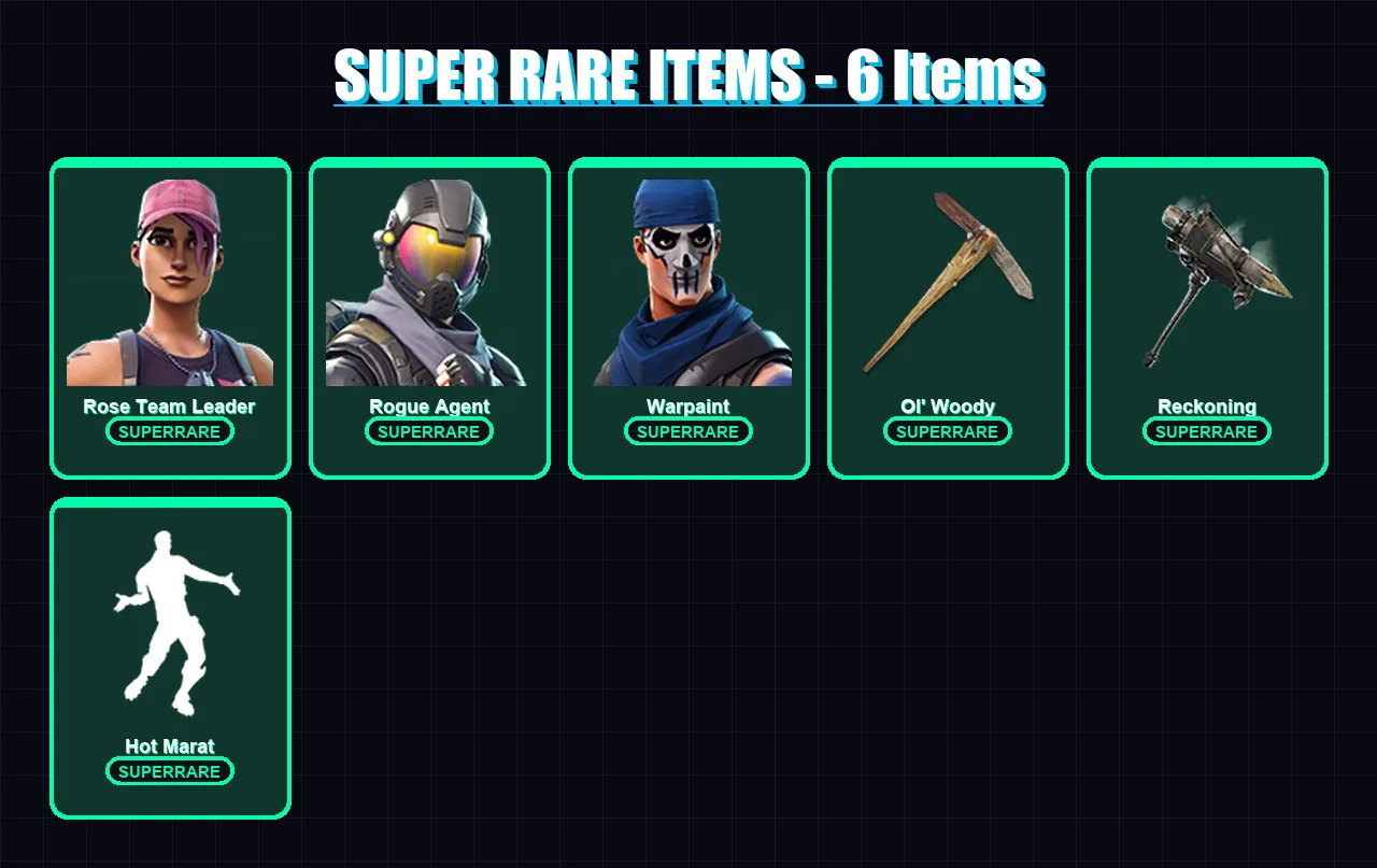 [PC/XBOX/PSN] | Rose Team Leader | Rogue Agent | Warpaint | Blackheart | Ragnarok | 47 skin | 35 pickaxe | 65 emote | 44 glider | Lv457