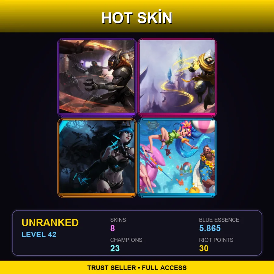 EUNE | Lv42 | Unranked | 8 Skin | 23 Champ