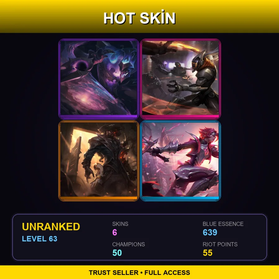 OCE | Lv63 | Unranked | 6 Skin | 50 Champ
