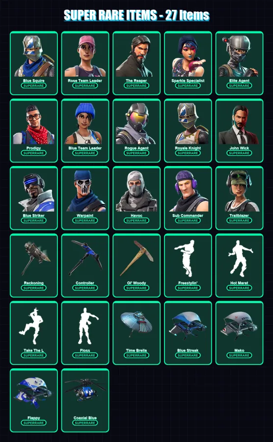 [PS4/PS5/XBOX/PC] | Blue Squire | Rose Team Leader | The Reaper | 108 skin | Lv1138