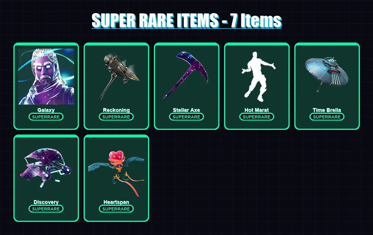 [PC/XBOX] | Galaxy | Rox | A.I.M. | Hybrid | Ruin | 75 skin | 129 pickaxe | 115 emote | 122 glider | Lv2390