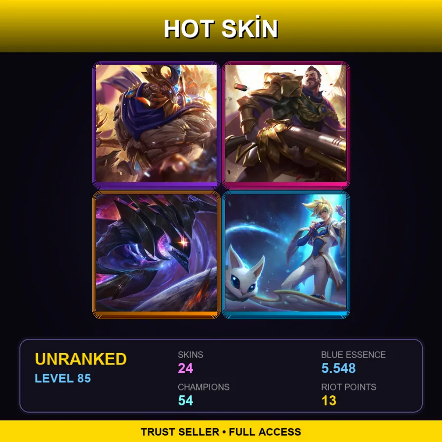 LAN | Lv85 | Unranked | 24 Skin | 54 Champ