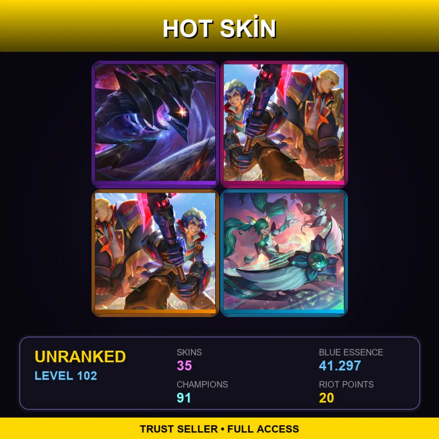 NA | Lv102 | Unranked | 35 Skin | 91 Champ