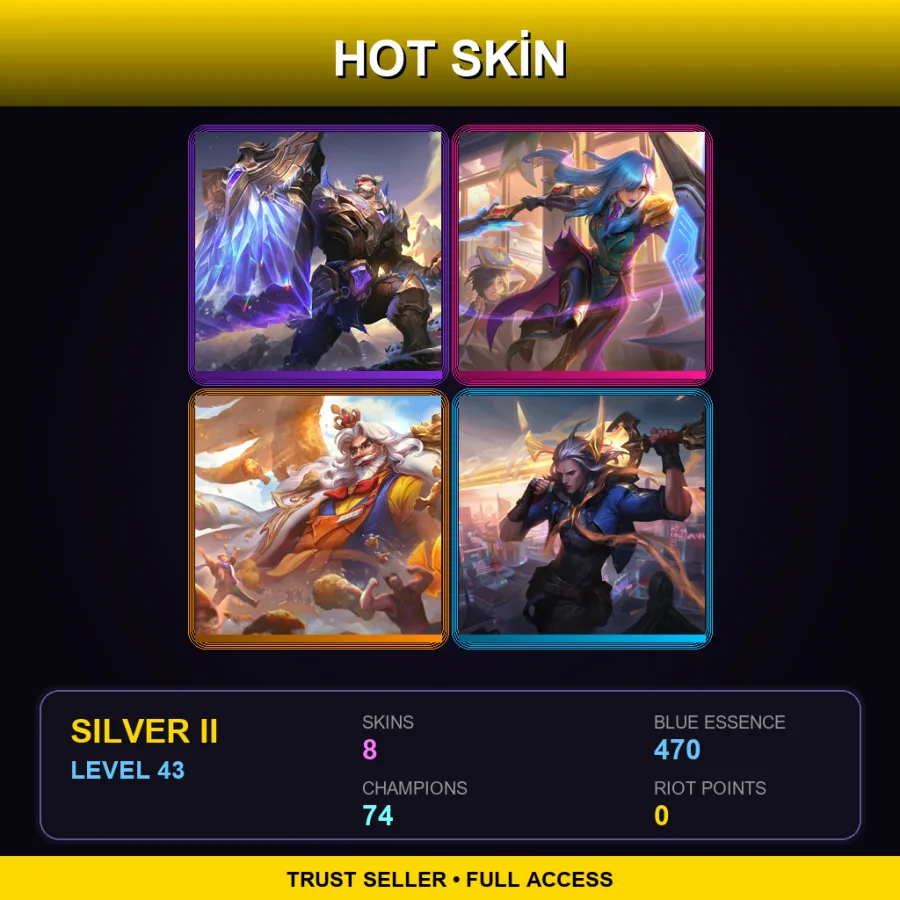 EUW | Lv43 | Silver II | 8 Skin | 74 Champ