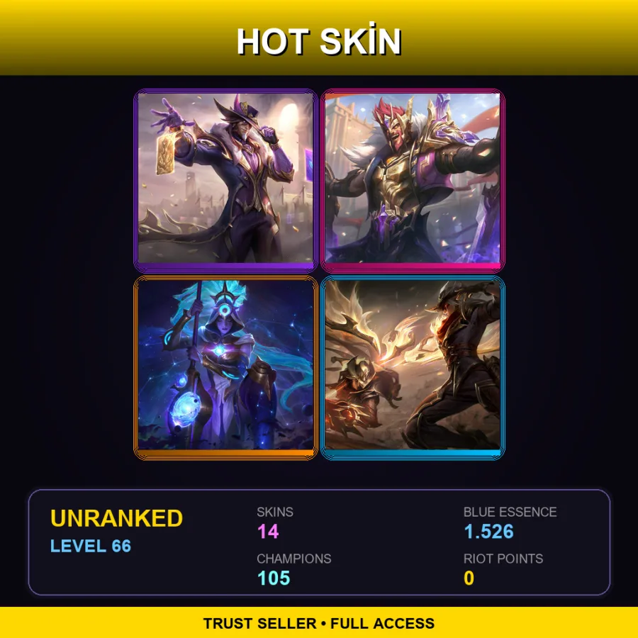 EUNE | Lv66 | Unranked | 14 Skin | 105 Champ — LoL account