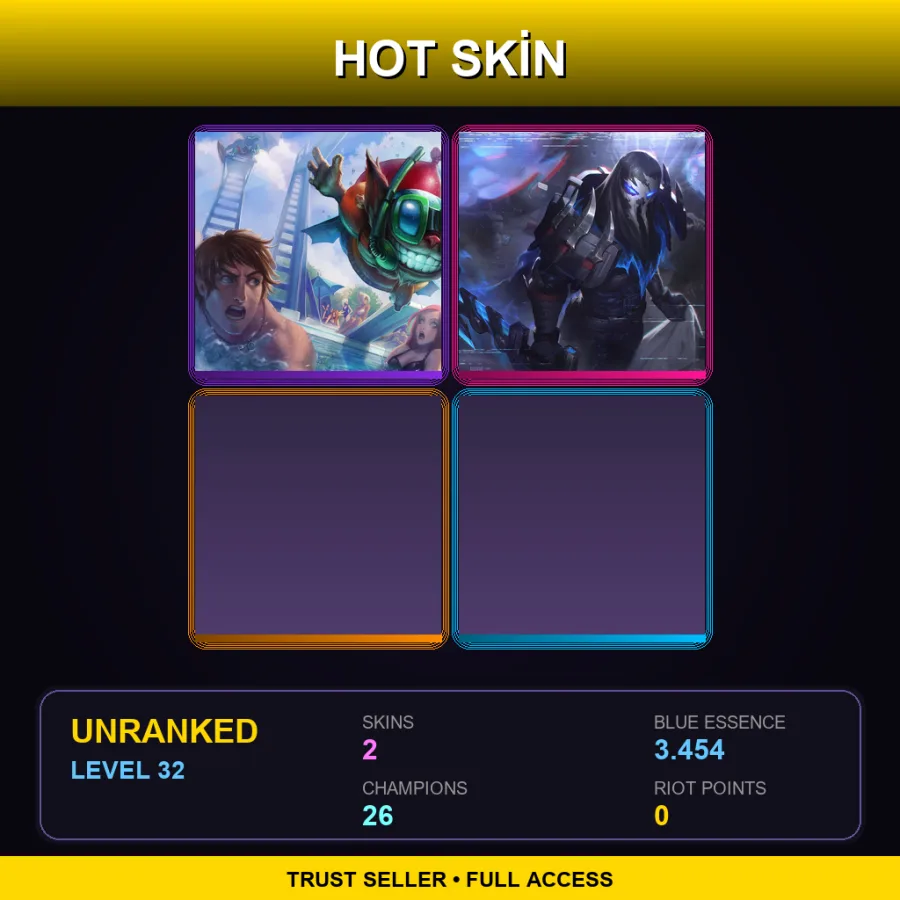 ME | Lv32 | Unranked | 2 Skin | 26 Champ — LoL account